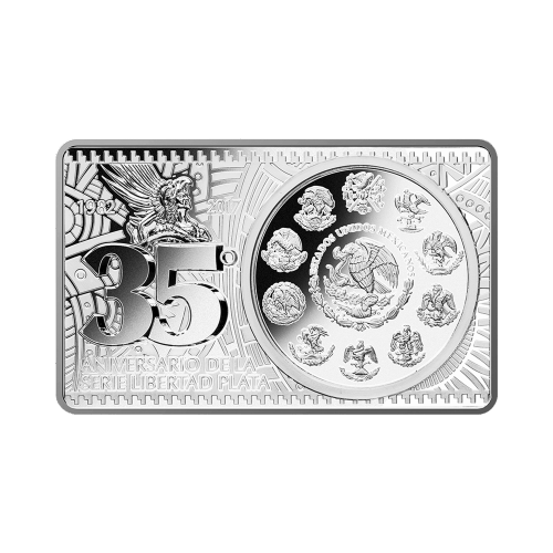 Lingot 3 onces d'argent 35e anniversaire de la pièce Libertad mexicaine 2017