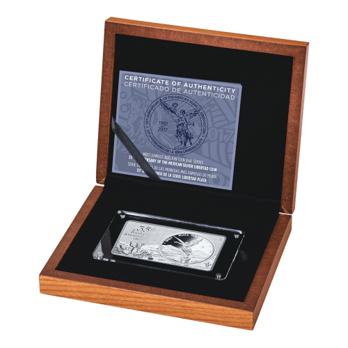 Lingot 3 onces d'argent 35e anniversaire de la pièce Libertad mexicaine 2017