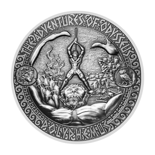 2 oz 2018 Adventures of Odysseus: Defeat of Polyphemus Silver Coin