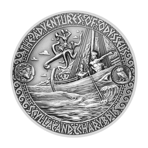 Pièce 2 onces d'argent Détroit de Charybde et Scylla | Les aventures d'Ulysse 2018
