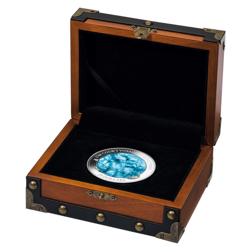 5 oz 2018 Mother of Pearl 250th Anniversary of Cook's Endeavor Silver Coin