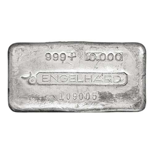 10 oz Vintage Poured Silver Bar | Engelhard | Silver Gold Bull US