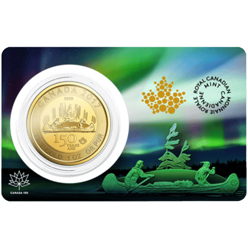 1 oz 2017 Damaged Certicard Canadian 150th Special Edition Voyageur Gold Coin | Royal Canadian Mint