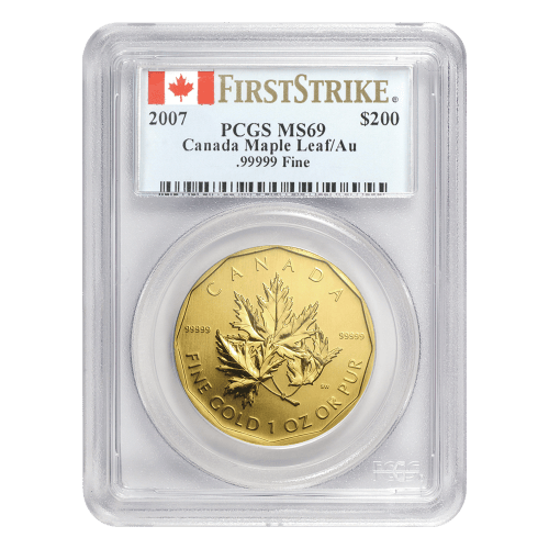 1 oz 2007 PCGS MS69 First Strike 99999 Gold Coin | Royal Canadian