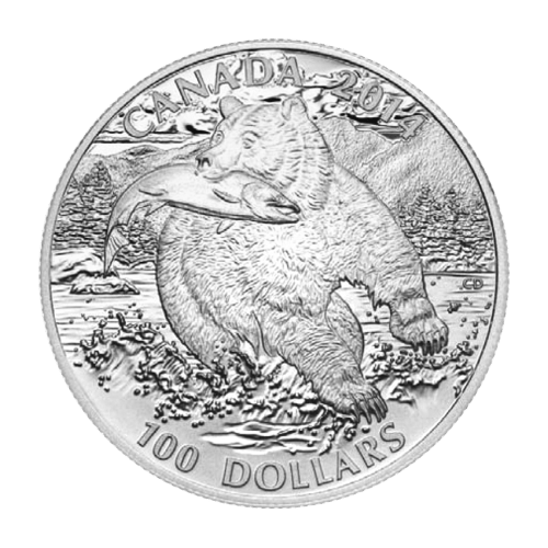 Pièce 1 once d'argent 100 $ pour 100 $ Année aléatoire