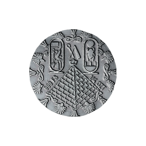 1/4 oz Egyptian King Tut and Pyramid Silver Round | Monarch Precious Metals