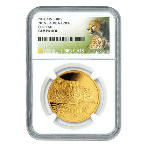 Série Grands félins 2016 1 once | Pièce d'or Épreuve numismatique NGC Gem Guépard