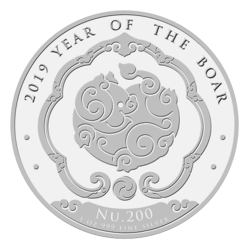 1 oz 2019 Kingdom of Bhutan Lunar Year of the Boar Silver Coin