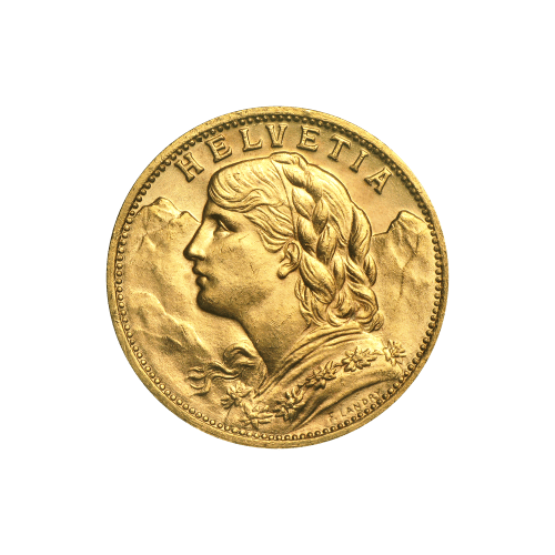 Random Year Helvetia 20 Franc Swiss Gold Coin