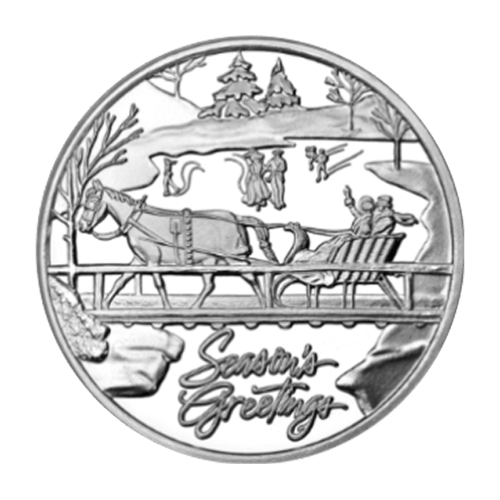 Ronde 1 once d'argent Fêtes de fin d'année Traîneau sur un pont | Monnaie de SilverTowne