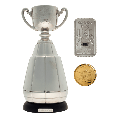 CFL Grey Cup 100th Anniversary Ultimate Fan Set with 1 oz Grey Cup Stamp Silver Bar | Royal Canadian Mint