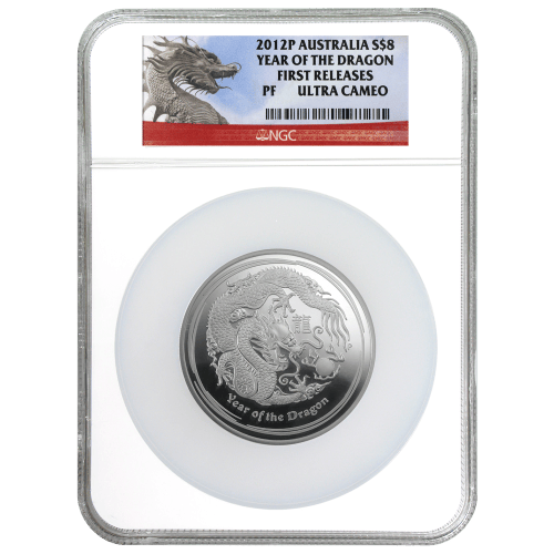 5 oz 2012 Lunar year of the Dragon NGC PF-70 Ultra Cameo Silver Coin | Perth Mint