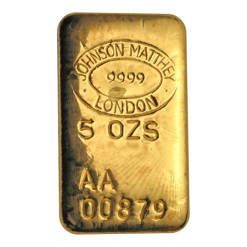 5 oz Vintage Hand Poured Gold Bar | Johnson Matthey