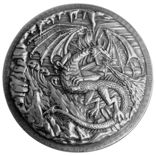 10 oz Dragon vs Viking Ultra High Relief Silver Round | Monarch Precious Metals