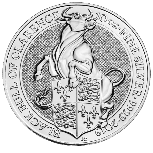 10 oz 2019 Queen's Beasts Black Bull of Clarence Silver Coin | The Royal Mint