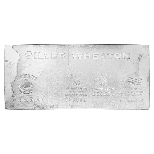 100 oz Silver Wheaton Vancouver Canucks Silver Bar