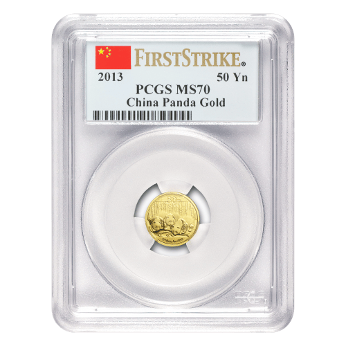 1/10 oz 2013 Chinese Panda PCGS First Strike MS 70 Gold Coin | Chinese Mint