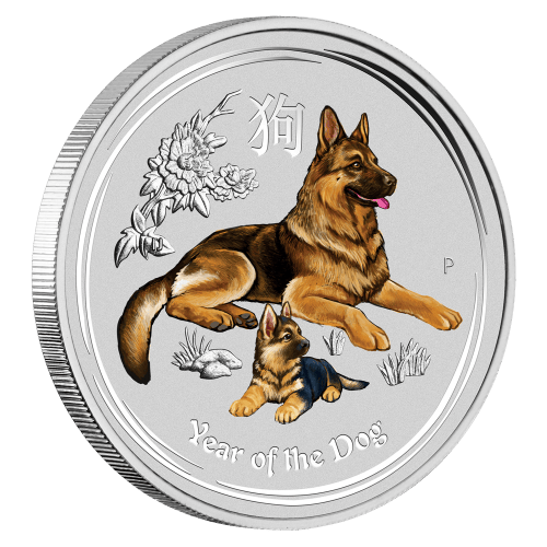2 oz 2018 Lunar Year of the Dog Colourized Silver Coin | Perth Mint