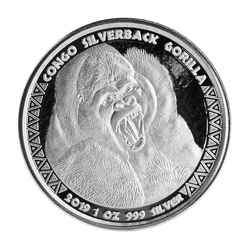 1 oz 2019 Congo Silverback Gorilla Silver Coin