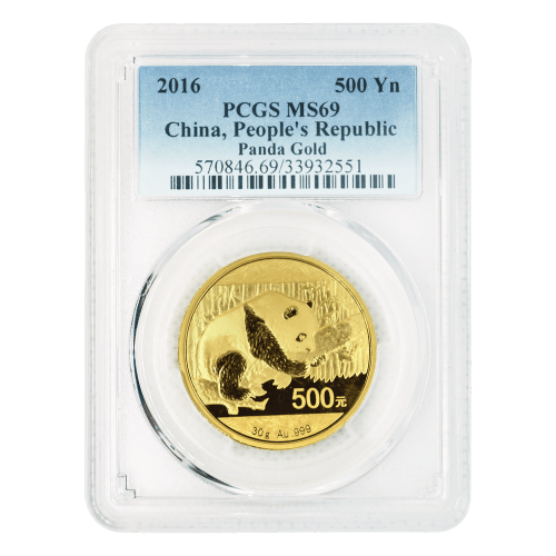 Pièce 30 grammes d'or Panda Chine MS-69 PCGS 2016