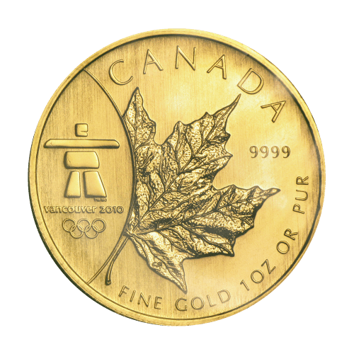 Pièce 1 once d'or Marque d'atelier Olympique Feuille d'érable canadienne 2008 | Monnaie royale canadienne