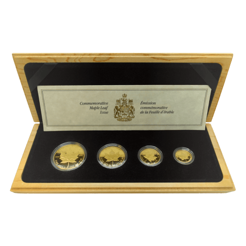 Set of 4 x 10th Anniversary 1989 Canadian Maple Leaf Proof Gold
