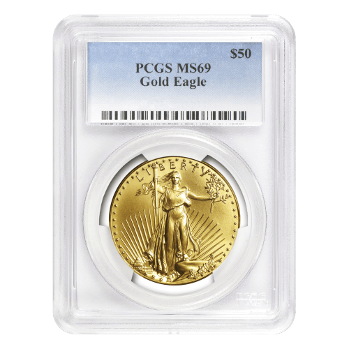 Pièce 1 once d'or Aigle américain MS 69 Label varié Année aléatoire | Monnaie des États-Unis