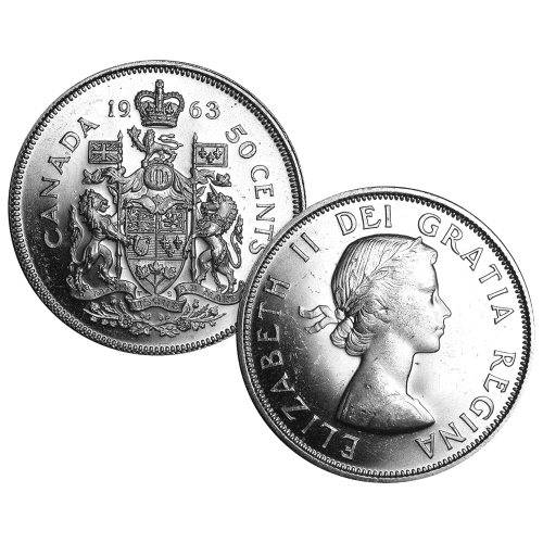 Random Year Canadian Half Dollar $0.50 Face Value Circulation 80% Pure Silver Coin | Royal Canadian Mint