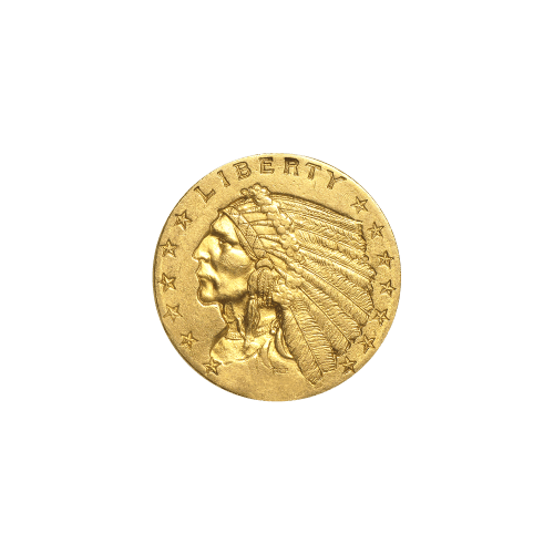Pièce 2,50 $ d'or Quart d'Aigle Indien MS-61 Année aléatoire | Monnaie des États-Unis