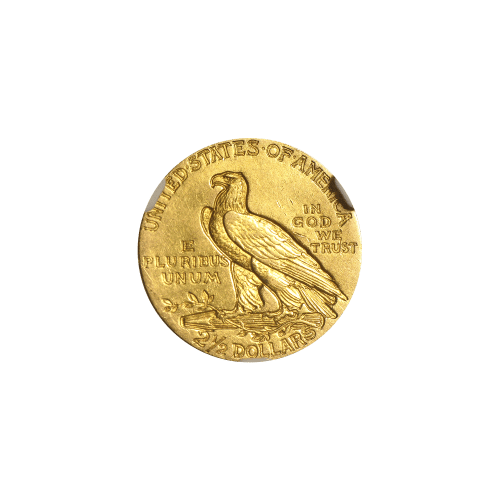 Pièce 2,50 $ d'or Quart d'Aigle Indien MS-61 Année aléatoire | Monnaie des États-Unis