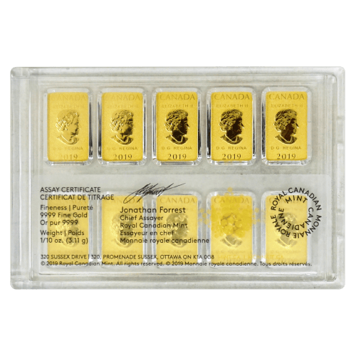 1 oz (10 x 1/10 oz) Global Trade Gold Bar | Royal Canadian Mint
