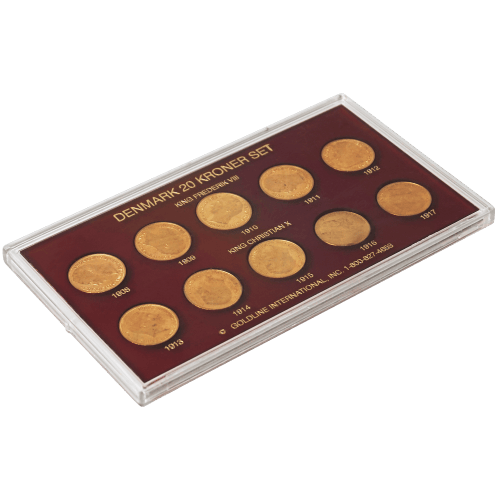 らん　ゴールデンプログラムセット Set of 10 x Random Year Danish 20 Kroner Gold Coins | Silver Gold