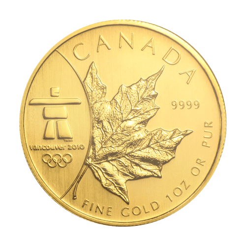 Pièce 1 once d'or Superb Gem PCGS Marque d'atelier Olympique Feuille d'érable canadienne 2008 | Monnaie royale canadienne