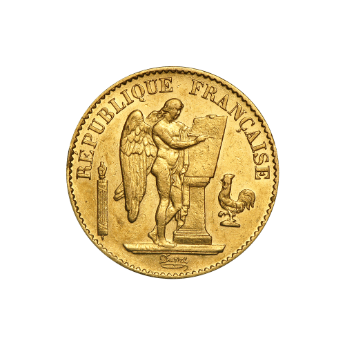 Random Year 20 Franc Lucky Angel AU Gold Coin