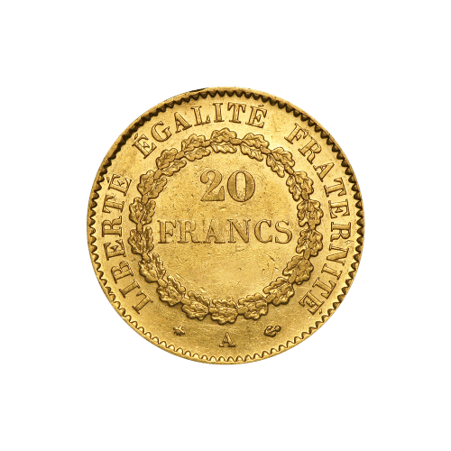 Random Year 20 Franc Lucky Angel AU Gold Coin