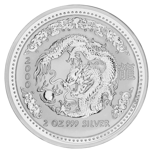2 oz 2000 Lunar Year of the Dragon Silver Coin | Perth Mint