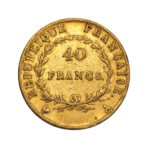 Pièce d'or 40 francs français Année aléatoire