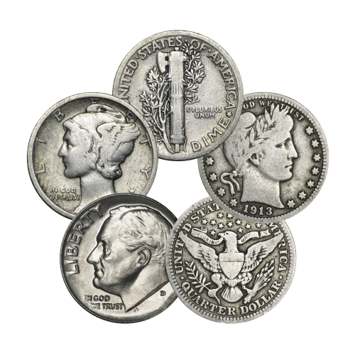 Sac de pièces américaines de circulation en argent pur à 90 % Valeur nominale 0,50 $ | Monnaie des États-Unis