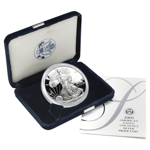 Pièce 1 once d'argent Épreuve numismatique Aigle américain 2005 | Monnaie des États-Unis