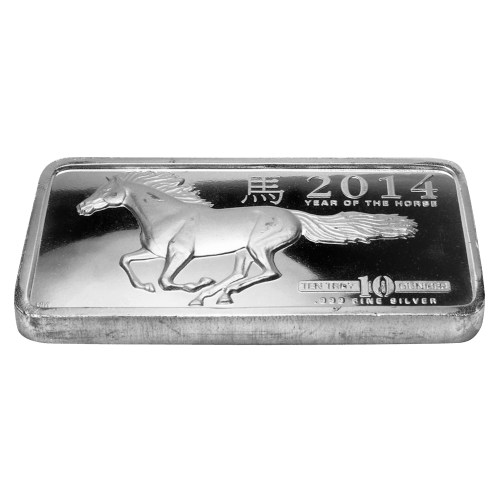 Lingot 10 onces d'argent Année du cheval de la Monnaie de Highland 2014