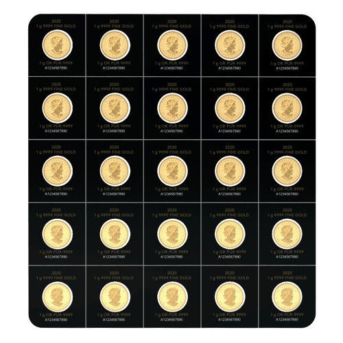25 gram (25 x 1 g) 2020 MapleGram25 Sheet of Gold Coins | Royal