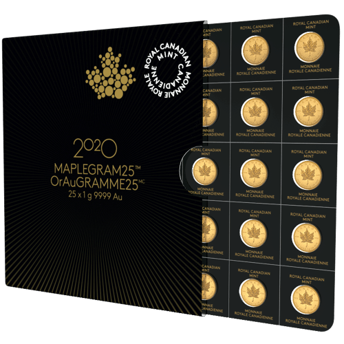 25 gram (25 x 1 g) 2020 MapleGram25 Sheet of Gold Coins | Royal Canadian Mint