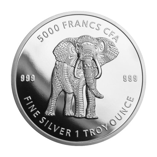 1 oz 2019 Republic of Chad Mandala Elephant Silver Coin