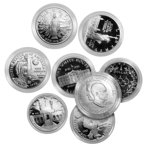 Pièce d'argent commémorative BU de 1 $ diverse Année aléatoire