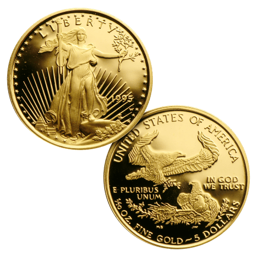 Ensemble de 5 pièces d'argent et d'or épreuve numismatique Aigle américain Année aléatoire