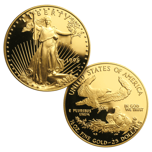 Ensemble de 5 pièces d'argent et d'or épreuve numismatique Aigle américain Année aléatoire