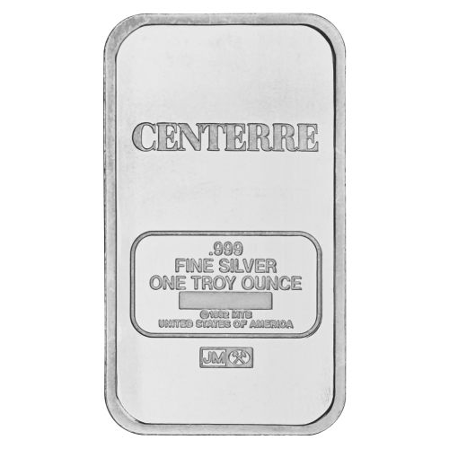 1 oz MTB Centerre Vintage Silver Bar | Johnson Matthey