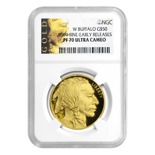 Pièce 1 once d'or Épreuve numismatique MS-70 Bison américain Année aléatoire | Monnaie des États-Unis