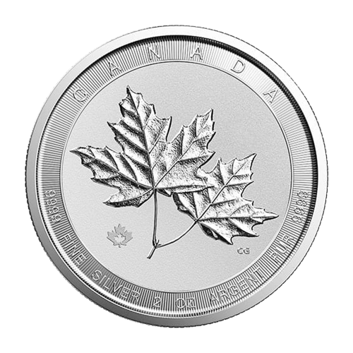 Pièce 2 onces d'argent Deux feuilles d'érable canadiennes Année aléatoire | Monnaie royale canadienne