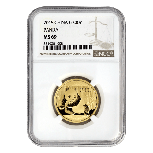 Pièce 1/2 once d'or NGC MS-69 Panda Chine 2015